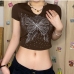 8  Fashion Butterfly Hot Drilling Short Sleeve Crop Top