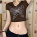 9  Fashion Butterfly Hot Drilling Short Sleeve Crop Top