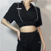 3  Fashion Chain Patchwork Short Sleeve Crop Top