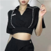 4  Fashion Chain Patchwork Short Sleeve Crop Top