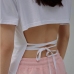 3  Fashion Cross Belt Backless Short Sleeve Top