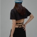 8  Fashion Cross Belt Backless Short Sleeve Top