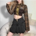 13  Fashion Plaid Long Sleeve Top With Strapless Tanks Set