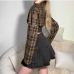 11  Fashion Plaid Long Sleeve Top With Strapless Tanks Set