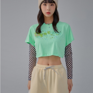  Korean Style  Fashion Short Sleeve Crop Top