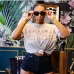 1 Leisure Time Letter Crew Neck Short Sleeve Tee