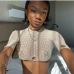 1 Sexy See-Through Dots Short Sleeve Crop Top