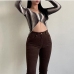 4 Sexy Stripe Irregular Long Sleeve Crop Top