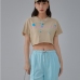 12 Summer Letter Printed  Short Sleeve Crop Top