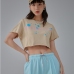 13 Summer Letter Printed  Short Sleeve Crop Top