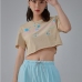 14 Summer Letter Printed  Short Sleeve Crop Top