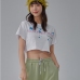 5 Summer Letter Printed  Short Sleeve Crop Top