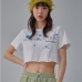 6 Summer Letter Printed  Short Sleeve Crop Top