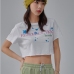 7 Summer Letter Printed  Short Sleeve Crop Top