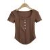 6 Summer Pure Color Slim T-shirt For Women