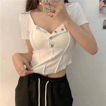  Summer Pure Color Slim T-shirt For Women