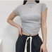 13  Women Fashion High Neck Short Sleeve Slim Tees