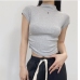 11  Women Fashion High Neck Short Sleeve Slim Tees