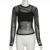 5Black Gauze Long Sleeve Two Pieces Top Set