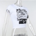 7Casual Crew Neck Print Cropped T Shirt
