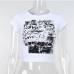 11Casual Crew Neck Print Cropped T Shirt