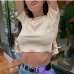 1Casual Crew Neck Short Sleeve Cropped Tee