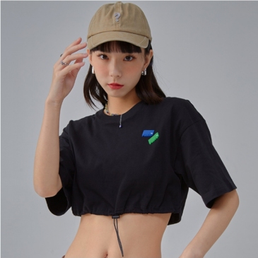 Casual Cropped Crew Neck T Shirt