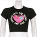 13Casual Heart Graffiti Short Sleeve Crop Top