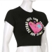 14Casual Heart Graffiti Short Sleeve Crop Top