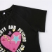 6Casual Heart Graffiti Short Sleeve Crop Top