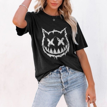 Casual Printed Short Sleeve T Shirts For Women
