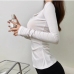 7Casual Pure Color Slit Ladies Tee Shirts