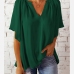 12Casual Solid Half Sleeve V Neck T Shirt