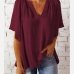 14Casual Solid Half Sleeve V Neck T Shirt