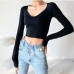 9Casual Solid Long Sleeve V Neck T Shirt