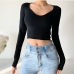 10Casual Solid Long Sleeve V Neck T Shirt