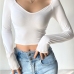 1Casual Solid Long Sleeve V Neck T Shirt