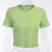 5Casual Solid Single Button Short Sleeve Top