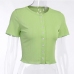 6Casual Solid Single Button Short Sleeve Top