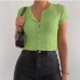 10Casual Solid Single Button Short Sleeve Top