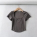 7Casual Square Neck Short Sleeve Cropped Tee