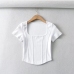 8Casual Square Neck Short Sleeve Cropped Tee