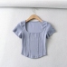 9Casual Square Neck Short Sleeve Cropped Tee