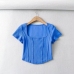 10Casual Square Neck Short Sleeve Cropped Tee