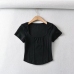 11Casual Square Neck Short Sleeve Cropped Tee