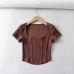 1Casual Square Neck Short Sleeve Cropped Tee