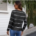 3Casual Striped V Neck Long Sleeve T Shirt