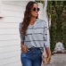 10Casual Striped V Neck Long Sleeve T Shirt