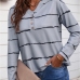 1Casual Striped V Neck Long Sleeve T Shirt