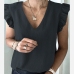 10Casual V Neck Loose Ruffled Sleeve Top